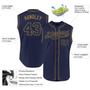 Custom Navy Navy-Old Gold Authentic Sleeveless Baseball Jersey