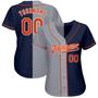 Custom Navy Orange-Gray Authentic Split Fashion Baseball Jersey