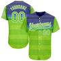 Custom Neon Green Neon Green-Royal 3D Pattern Design Authentic Baseball Jersey