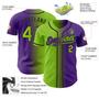 Custom Purple Neon Green-Black Authentic Gradient Fashion Baseball Jersey