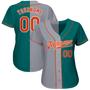 Custom Teal Orange-Gray Authentic Split Fashion Baseball Jersey