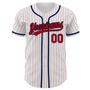 Custom White Red Pinstripe Red-Navy Authentic Baseball Jersey