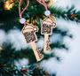 Personalized Santa Tracker QR Code Christmas Key Wooden Ornament 1 Piece