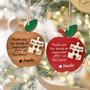 Personalized Teacher Wooden Ornament Apple Thank You Christmas Ornament