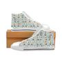 apples leaves pattern Men's High Top Shoes White