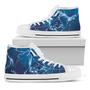 Blue Ocean Print White High Top Shoes