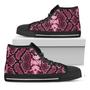 Pink Python Snakeskin Print Black High Top Shoes