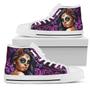 Purple Calavera High Tops For Women, Colorful Canvas Shoes, Sneakers High Tops, Gift For Her Colorful