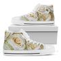 White Rose Print White High Top Shoes