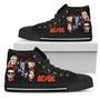 Acdc Music Band Design Art For Fan Sneakers Black High Top Shoes For Men And Women