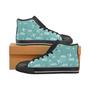 Airplane Cloud Pattern Green Background Men's High Top Shoes Black