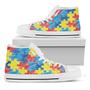Autism Awareness Drawing Puzzle Print White High Top Shoes