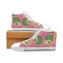 Avocado slices leaves pink back ground Men's High Top Shoes White