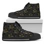Black And Gold Japanese Tiger Print Black High Top Shoes