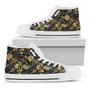 Black And Gold Tropical Pattern Print White High Top Shoes