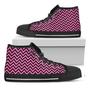 Black And Pink Chevron Pattern Print Black High Top Shoes
