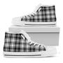 Black And White Plaid Pattern Print White High Top Shoes