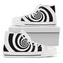 Black And White Spiral Illusion Print White High Top Shoes