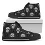Black And White Wicca Evil Skull Print Black High Top Shoes