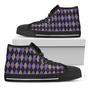 Black Grey And Purple Argyle Print Black High Top Shoes