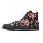 Black Pink Rose Flower Print Men's High Top Shoes