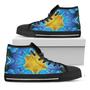 Blue And Pink Flowers Kaleidoscope Print Black High Top Shoes