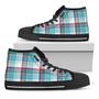 Blue And Red Madras Black High Top Shoes