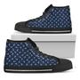 Blue And White Anchor Pattern Print Black High Top Shoes