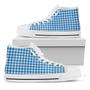 Blue And White Check Pattern Print White High Top Shoes
