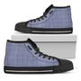Blue Prince Of Wales Check Print Black High Top Shoes