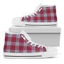 Blue Red And White Usa Plaid Print White High Top Shoes