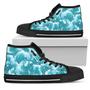 Blue Surfing Wave Pattern Print Men's High Top Shoes