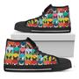 Boston Terrier Puppy Faces Print Black High Top Shoes