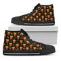 Cartoon French Fries Pattern Print Black High Top Shoes