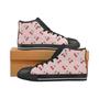 cherry pattern pink background Women's High Top Shoes Black