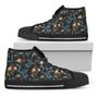 Chinese Dragon And Flower Pattern Print Black High Top Shoes