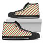 Christmas Candy Cane Striped Print Black High Top Shoes