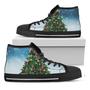 Christmas Tree And Snow Print Black High Top Shoes
