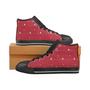 Christmas tree star snow red background Men's High Top Shoes Black