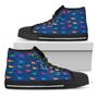 Colorful Baby Sharks Pattern Print Black High Top Shoes