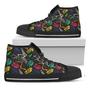 Colorful Dinosaur Fossil Pattern Print Black High Top Shoes