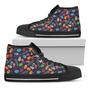 Colorful Easter Eggs Pattern Print Black High Top Shoes
