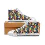 Colorful parrot flower pattern Women's High Top Shoes White