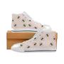 Cute bee flower pattern pink background Women's High Top Shoes White