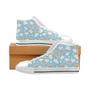 Cute rainbow clound star pattern blue background Men's High Top Shoes White