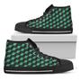 Dark Green Geometric Cube Black High Top Shoes