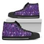 Dark Purple Hawaiian Tropical Print Black High Top Shoes