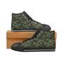 Digital Green camouflage pattern Women's High Top Shoes Black