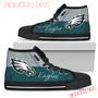 Divided Colours Stunning Logo Philadelphia Eagles High Top Shoes Sport Sneakers