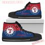 Divided Colours Stunning Logo Texas Rangers High Top Shoes Sport Sneakers